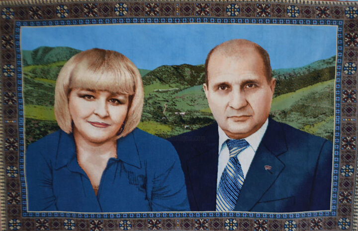 Sztuka tkaniny zatytułowany „double portrait” autorstwa Yusuf Osmanov, Oryginalna praca, Gobelin