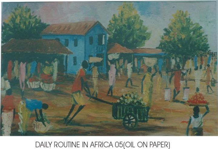 Painting titled "daily routine in af…" by Osama, Original Artwork
