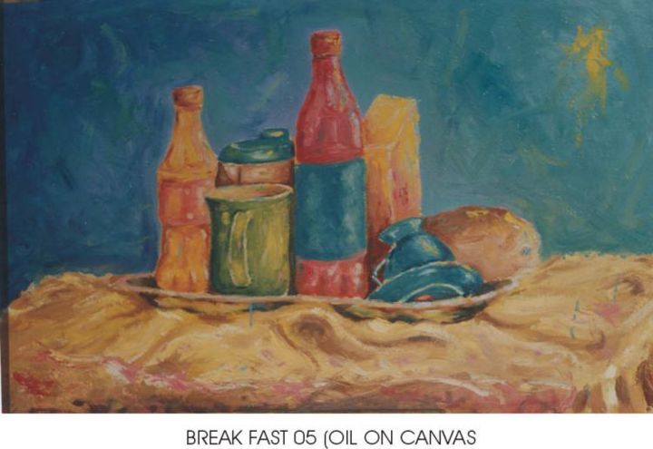 Painting titled "break fast" by Osama, Original Artwork