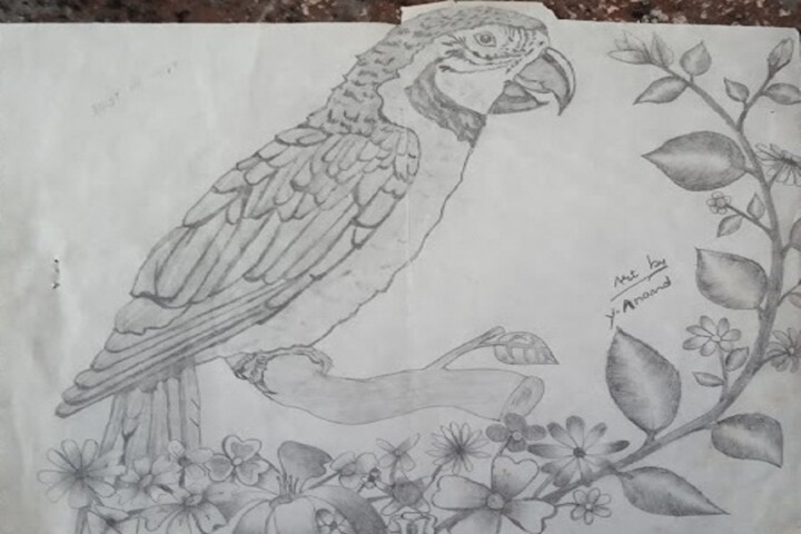 Dessin intitulée "Parrot art work" par Yuvaraj Dhuraisamy, Œuvre d'art originale, Crayon
