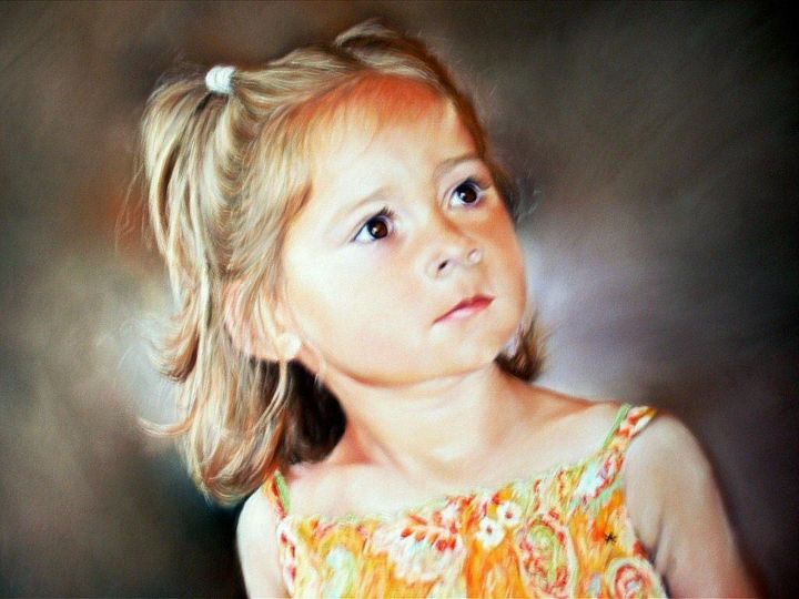 Painting titled "ANGELE" by Yva Arvis, Original Artwork, Pastel