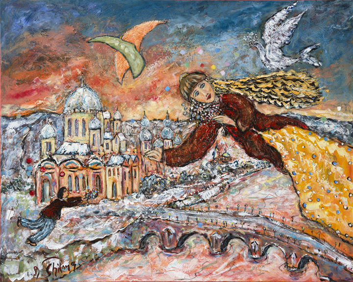 Pittura intitolato "La promesse d'Eva (…" da Yvan Philmer, Opera d'arte originale, Acrilico