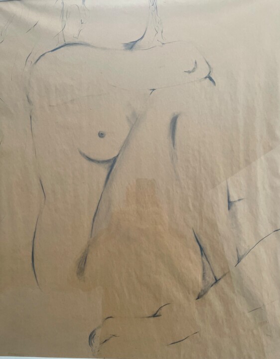 Drawing titled "Nu" by Yvan Rouviere, Original Artwork, Pencil Mounted on Other rigid panel