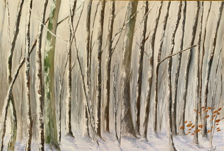 Schilderij getiteld "Impression de neige" door Yves David, Origineel Kunstwerk, Olie