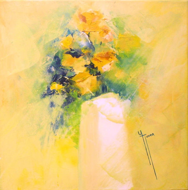 Malerei mit dem Titel "Saveur soleil" von Yveline Javer, Original-Kunstwerk, Öl