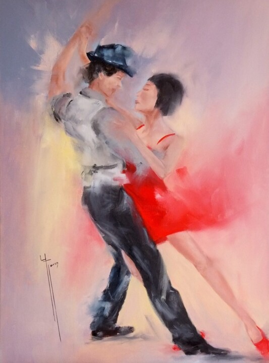 Schilderij getiteld "Tango" door Yveline Javer, Origineel Kunstwerk, Olie
