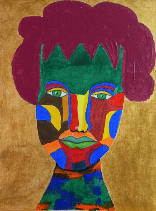 Painting titled "Visage coloré" by Yvelise Séraphin, Original Artwork, Acrylic