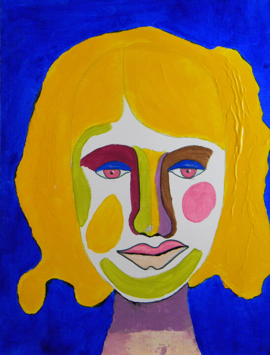 Peinture intitulée "Visage de Femme blo…" par Yvelise Séraphin, Œuvre d'art originale, Acrylique
