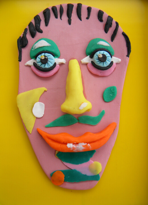 Painting titled "Portrait masculin f…" by Yvelise Séraphin, Original Artwork, Polymer clay