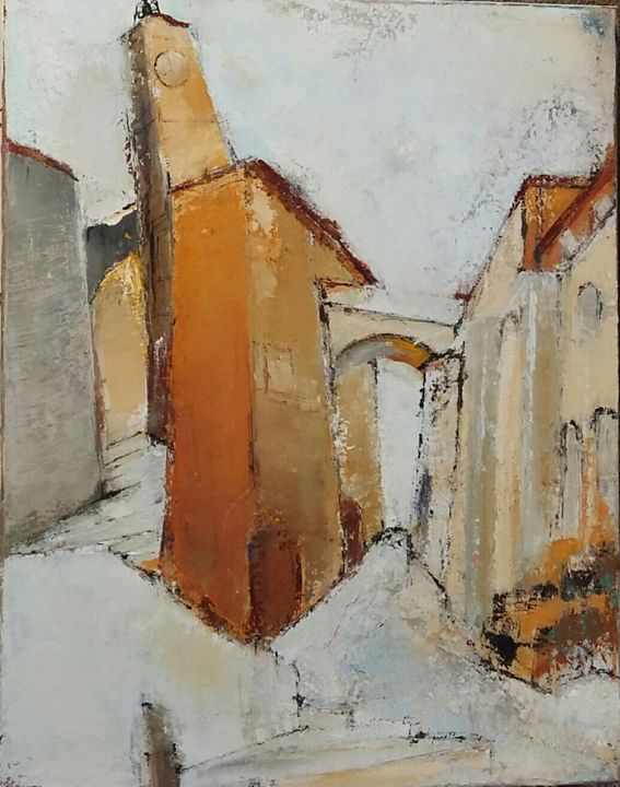 Painting titled "Village provençal" by Yves Bonnier, Original Artwork, Acrylic