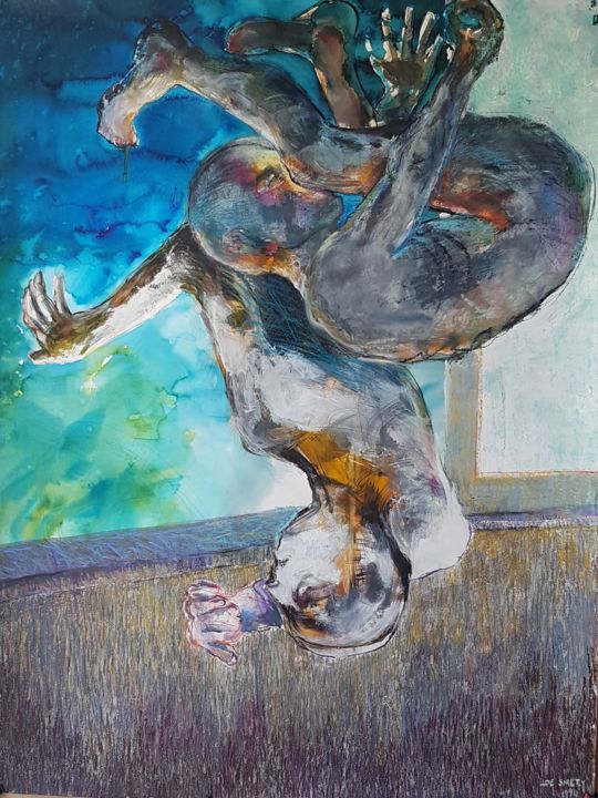 Peinture intitulée "Le saut loin au-des…" par Yves De Smet, Œuvre d'art originale, Pastel
