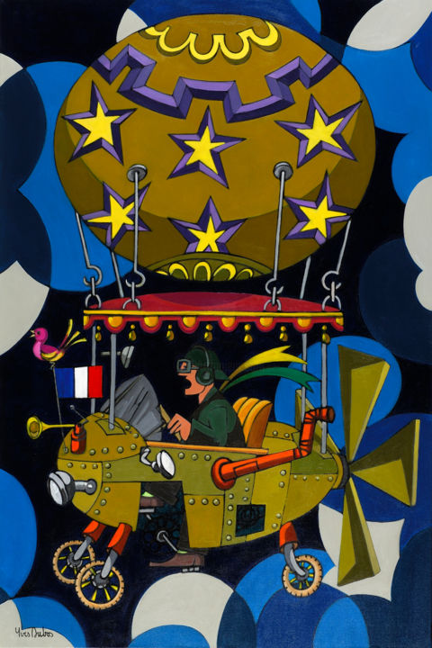 Peinture intitulée "vol-de-nuit014d120x…" par Yves Dubos, Œuvre d'art originale