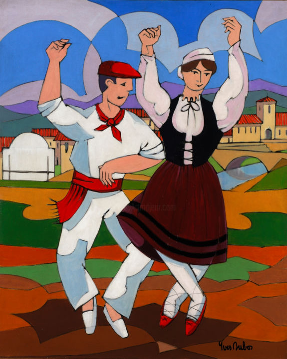 Peinture intitulée "danseurs-basquesn-2…" par Yves Dubos, Œuvre d'art originale