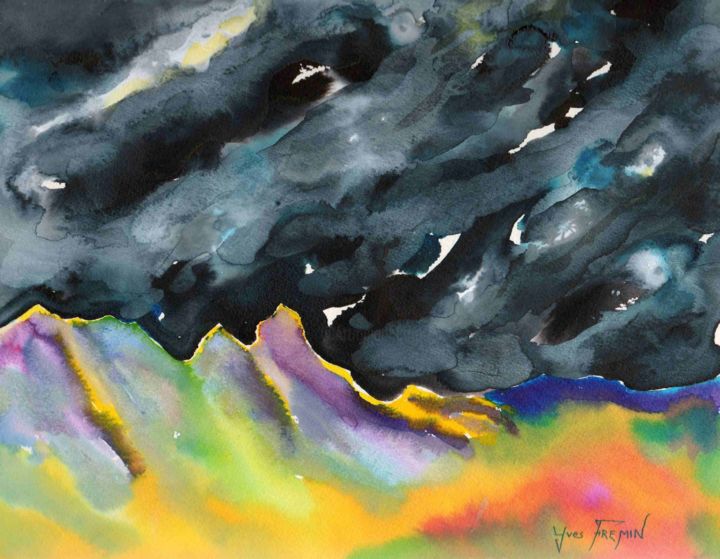 Pintura intitulada "Entre deux orages" por Yves Frémin, Obras de arte originais