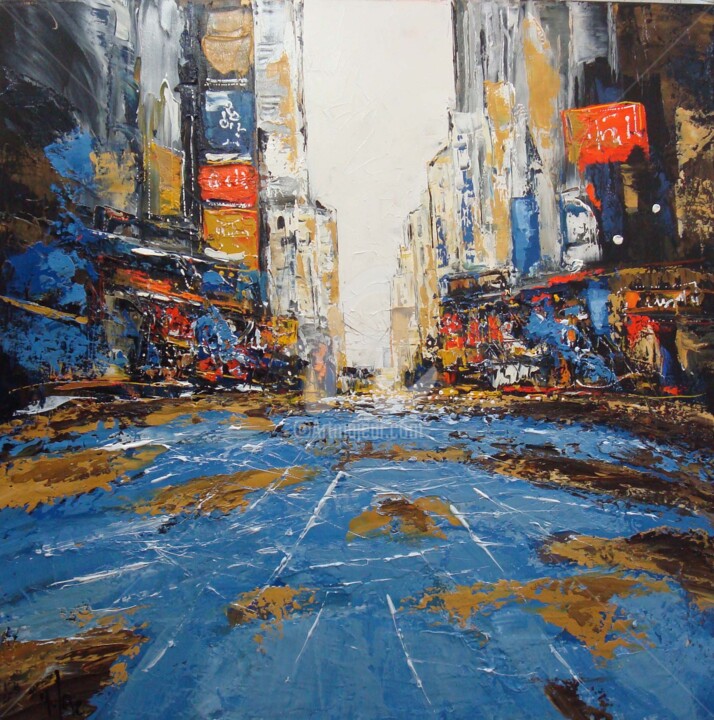Painting titled "New York 100x100 cm" by Yves Lac, Original Artwork