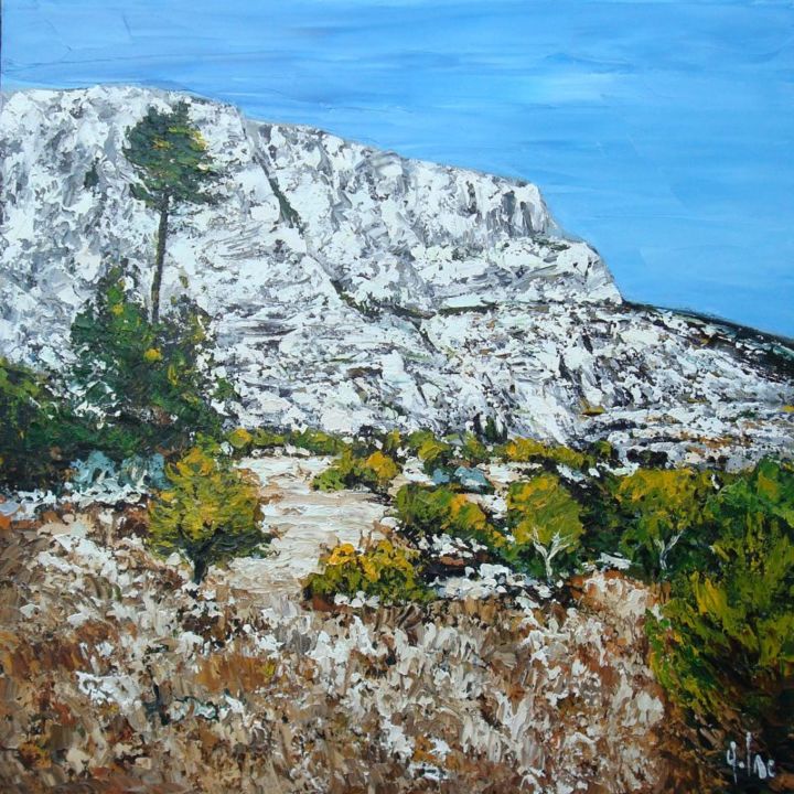 Painting titled "Les Alpilles" by Yves Lac, Original Artwork, Oil