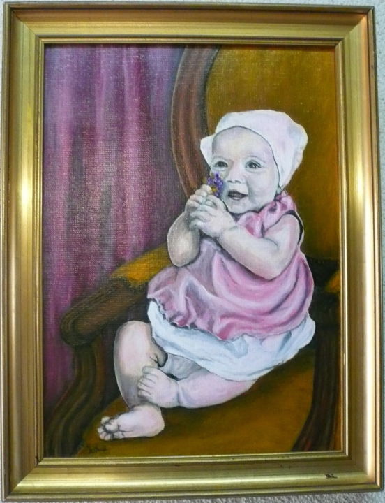 Картина под названием "Heureux bébé" - Yves Le Mauff, Подлинное произведение искусства, Масло