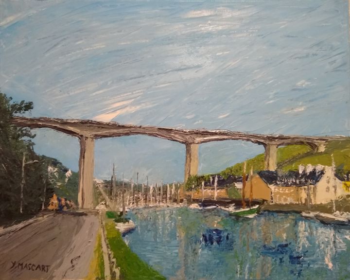 Peinture intitulée "Le port du Légué et…" par Yves Mascart, Œuvre d'art originale, Huile Monté sur Châssis en bois