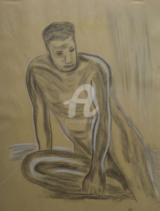Drawing titled "Nu18X24-Croquis08-F…" by Yves Maurice, Original Artwork, Charcoal