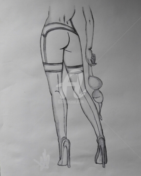Zeichnungen mit dem Titel "femme nue et sexy" von Yves Maurice, Original-Kunstwerk, Tinte