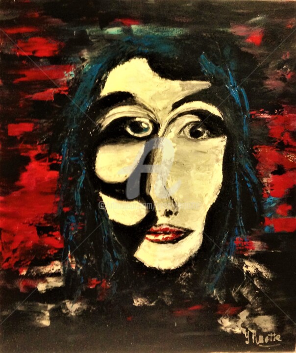 Painting titled "Visage Femme" by Yves Perrotte, Original Artwork, Acrylic