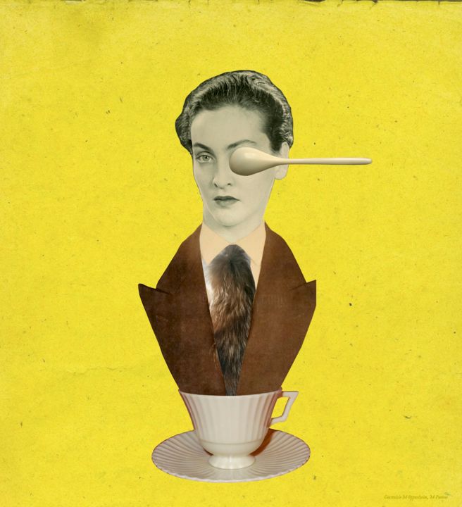 Collages intitulée "Oh mademoiselle vou…" par Yves Leterrier, Œuvre d'art originale, Collages