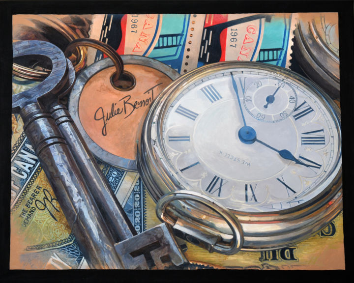 Painting titled "En temps et lieu" by Julie Benoit, Original Art, Acrylic Mounted on Stretcher frame