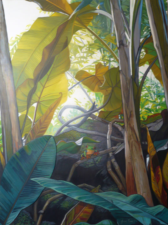 Painting titled "Rainette" by Julie Benoit, Original Art, Acrylic Mounted on Stretcher frame