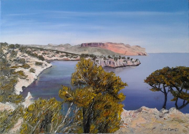 Painting titled "baie-de-cassis-33x4…" by Yves Conte, Original Artwork
