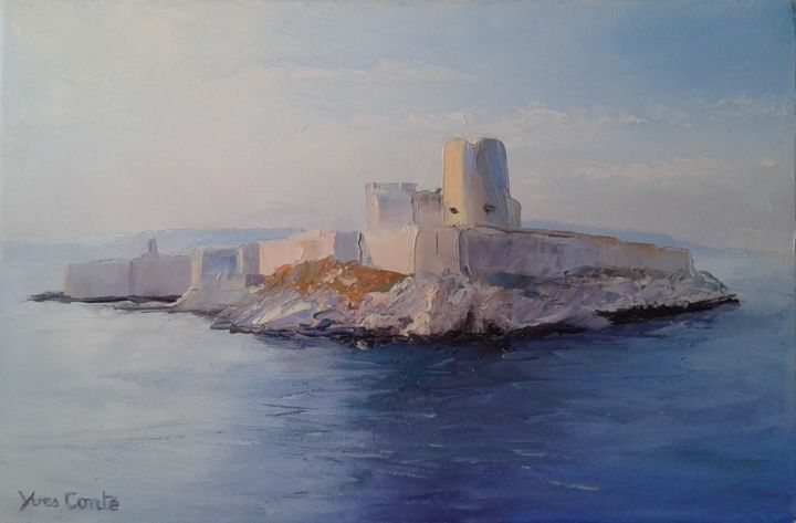 Painting titled "chateau-d-if-27x41.…" by Yves Conte, Original Artwork