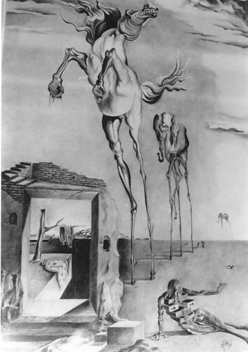 Dibujo titulada "Hommage à Dali" por Yves Coup, Obra de arte original
