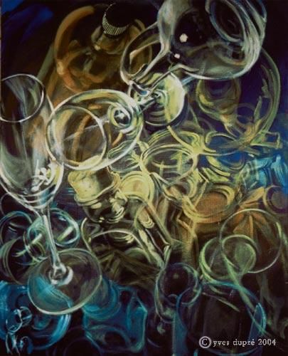 Peinture intitulée "ovti verre au vert" par Yves Dupré, Œuvre d'art originale, Huile