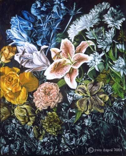 Peinture intitulée "ovti fleurs épanoui…" par Yves Dupré, Œuvre d'art originale, Huile
