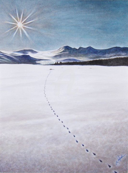 Ζωγραφική με τίτλο ""Sur la Piste du Go…" από Yves Lafond, Αυθεντικά έργα τέχνης, Ακουαρέλα