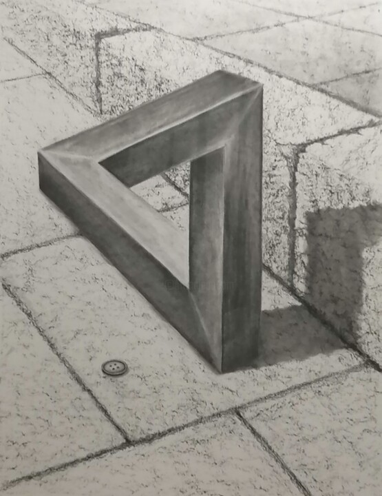 Dessin intitulée "Penrose sans titre" par Yves Marie Teiller, Œuvre d'art originale, Fusain