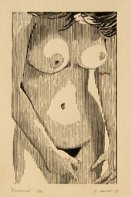 Incisioni, stampe intitolato "EXERCICES" da Yves Varlet, Opera d'arte originale, Incisioni su linoleum