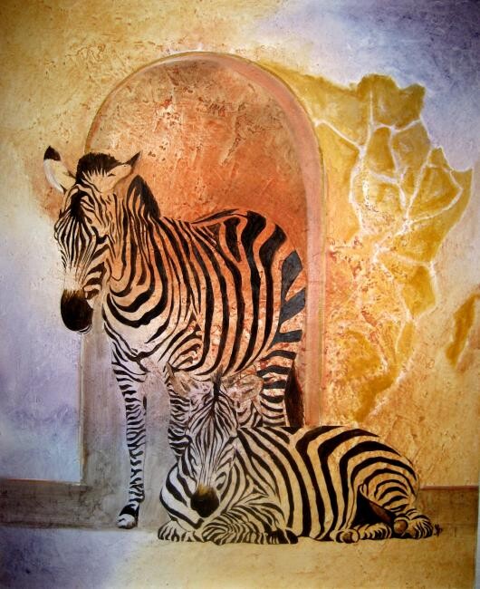 Peinture intitulée "zebre.jpg" par Yvette Paris, Œuvre d'art originale
