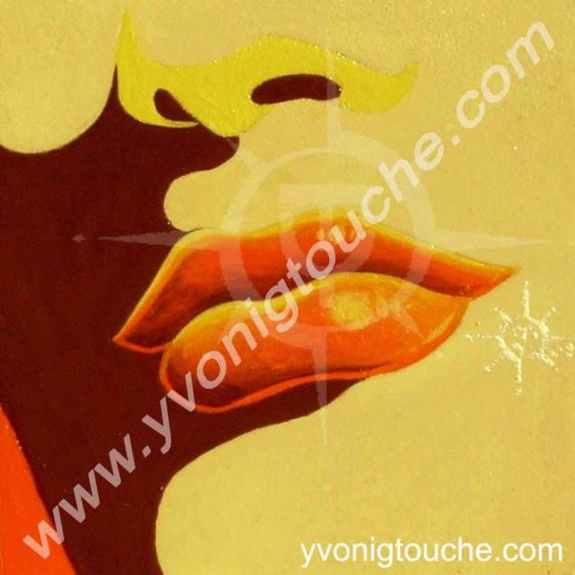 Painting titled "LIPSTICK" by Yvonig Touche, Original Artwork, Oil