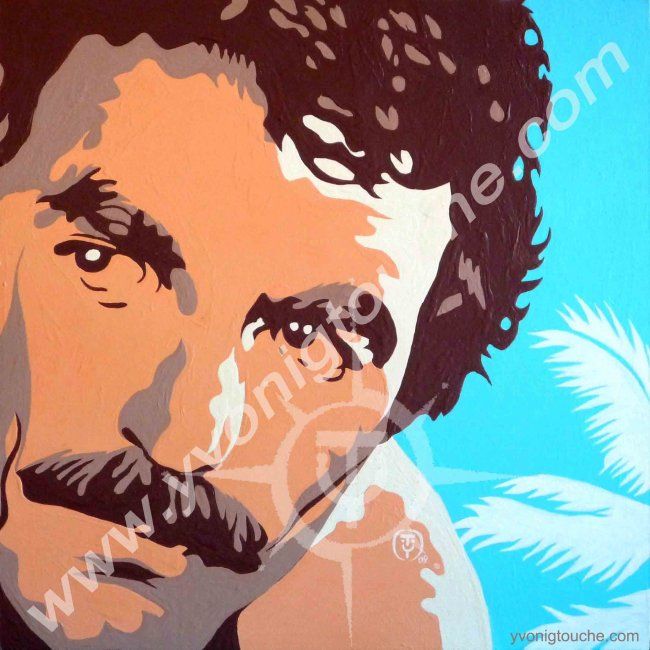 Painting titled "MAGNUM, P.I" by Yvonig Touche, Original Artwork, Oil
