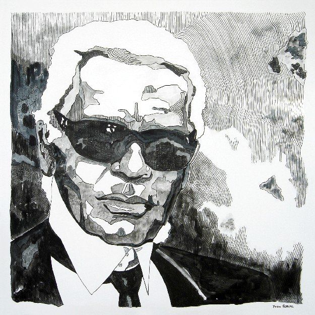 Painting titled "Karl Lagerfeld" by Yvon Kergal, Original Artwork