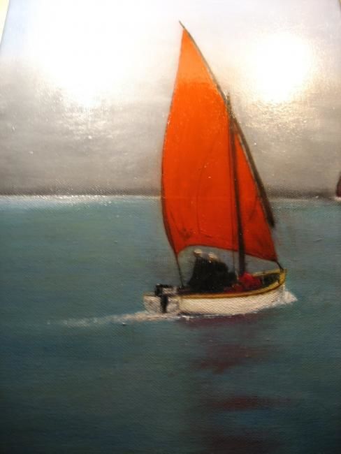 Peinture intitulée "voile rouge sous l'…" par Yvon Vetel, Œuvre d'art originale,