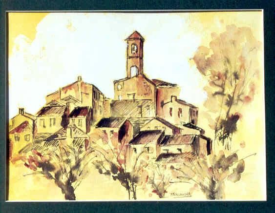 Peinture intitulée "Village provençal 1" par Yves Riguidel, Œuvre d'art originale