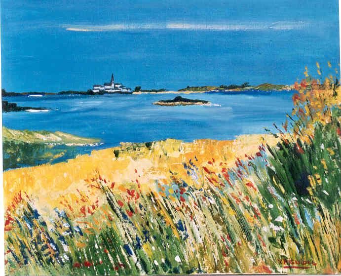 Peinture intitulée "Au bord du Golfe" par Yves Riguidel, Œuvre d'art originale