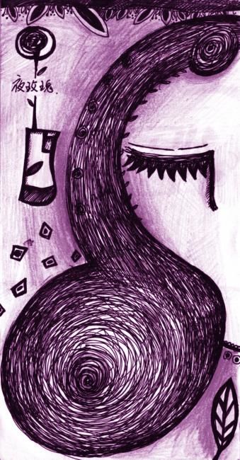 图画 标题为“那夜玫瑰悄然盛开” 由小鱼 蓝, 原创艺术品,