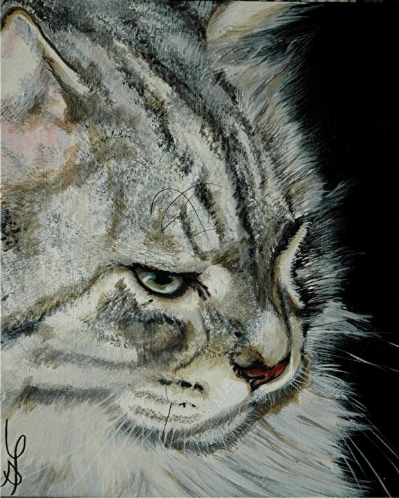 Peinture intitulée "Minou-Maou" par Isabelle Mériot, Œuvre d'art originale, Acrylique