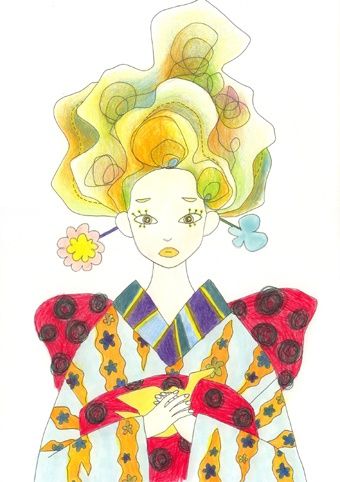 Painting titled "kimono" by Zgl, Original Artwork, Oil