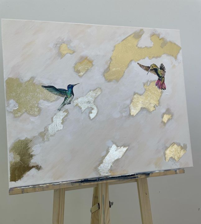 Peinture intitulée "колибри" par Rita Zorina, Œuvre d'art originale, Acrylique