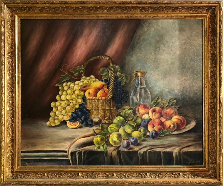 Painting titled "Still Life with a D…" by Z. Moerckraet, Original Artwork, Oil