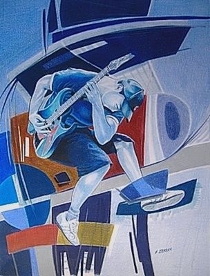 Dessin intitulée "Le guitariste" par Zekara, Œuvre d'art originale, Autre