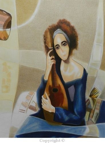 Drawing titled "Musicienne" by Zekara, Original Artwork, Other
